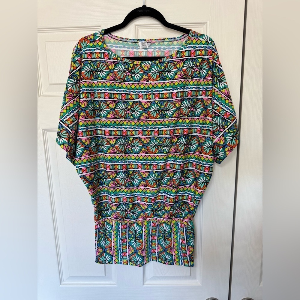 Trina Turk Printed Bora Stripe Colorful Tunic - Picture 2 of 10
